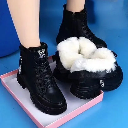 Women's Winter Fleece-Lined Platform Ankle Boots – Warm & Comfortable