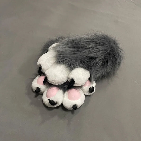 Fluffy Paw Gloves – Faux Fur Animal Claw Gloves for Cosplay and Halloween
