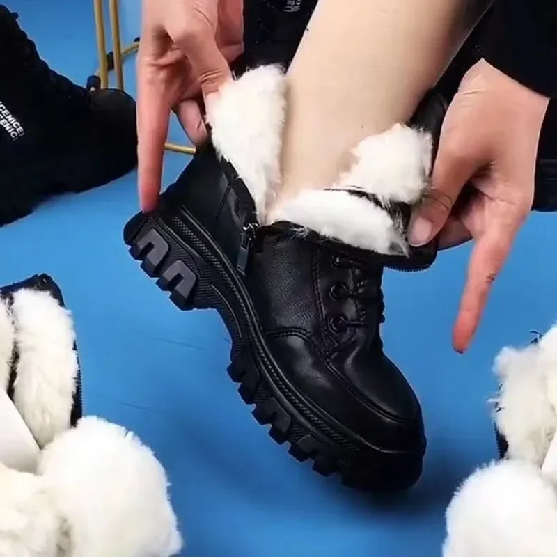 Women's Winter Fleece-Lined Platform Ankle Boots – Warm & Comfortable