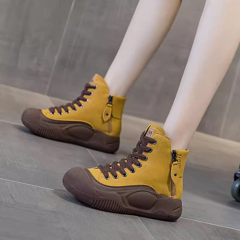 Hygo Women's Vintage Leather Comfort Ankle Boots