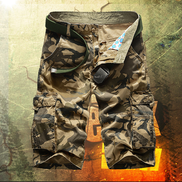 Hygosport Casual Cotton Camo Multi-pocket Men Shorts