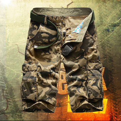 Hygosport Casual Cotton Camo Multi-pocket Men Shorts