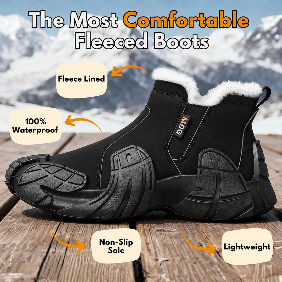 Hygo Unisex Waterproof Fleece-Lined Winter Boots with Arch Support