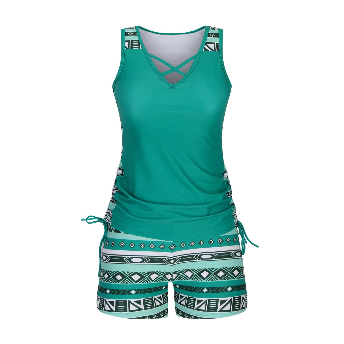 Miraclesuit Women’s Tummy Control Tankini Set – Built-In Bra, Boho Print Flattering Swimwear with Shorts