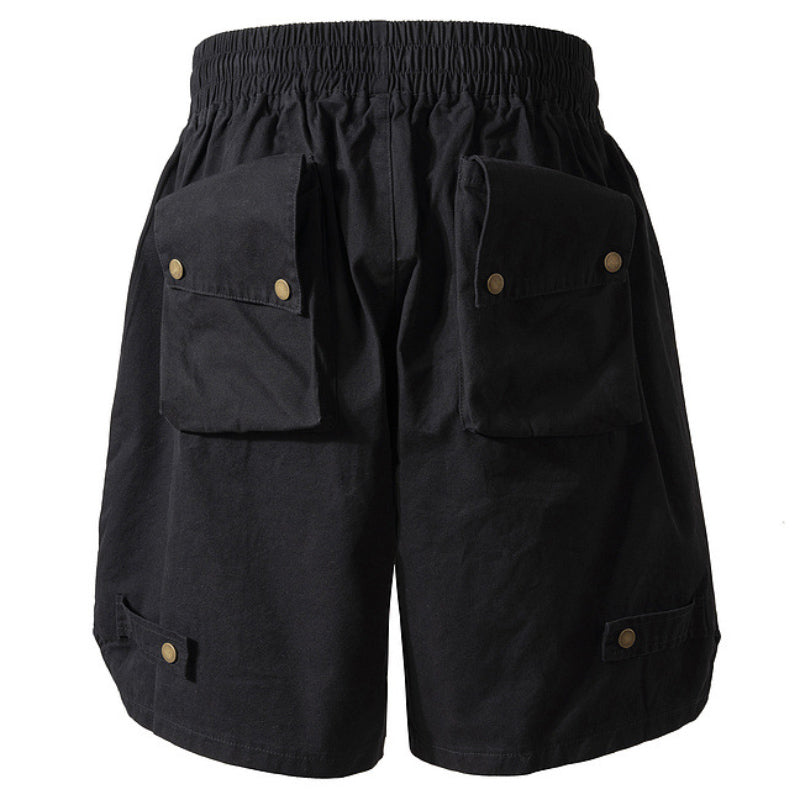Hygosport Military Style Solid Color Three-dimensional Multi-pocket Functional Casual Men's Shorts