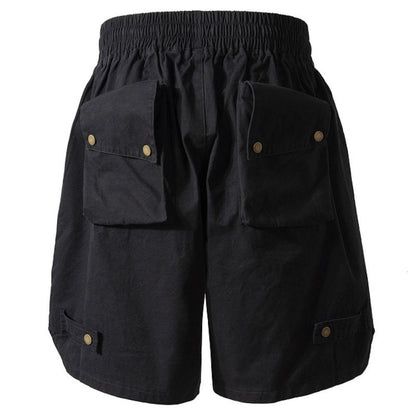 Hygosport Military Style Solid Color Three-dimensional Multi-pocket Functional Casual Men's Shorts