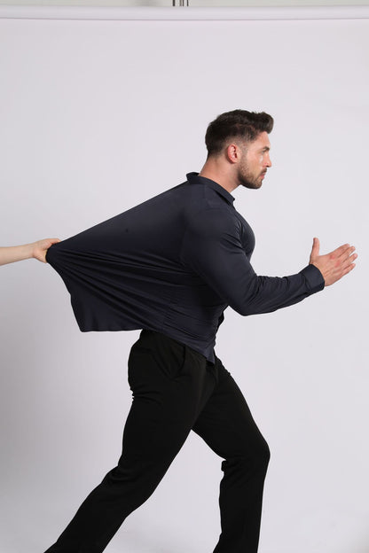 Men's Ice-Cool Silky-Smooth Wrinkle-Resistant Large-Size Shirt