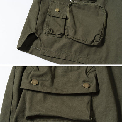 Hygosport Military Style Solid Color Three-dimensional Multi-pocket Functional Casual Men's Shorts