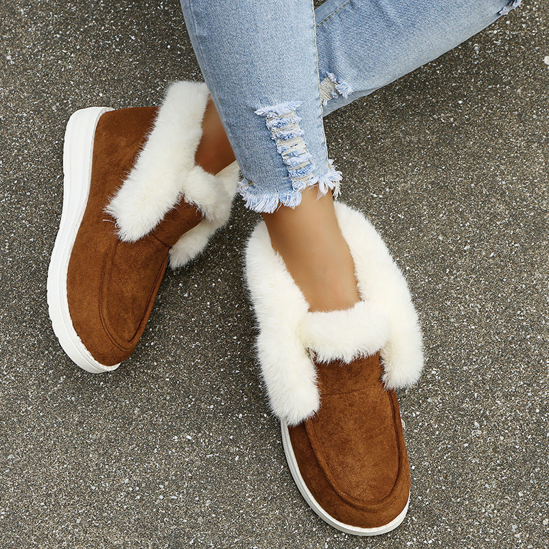 Women's Cozy Fur-Lined Slip-On Ankle Boots