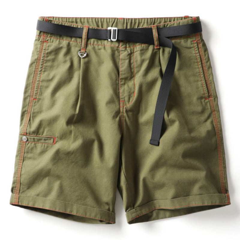 Hygosport Solid Color Casual Green Washed Cotton Lightweight Men's Shorts