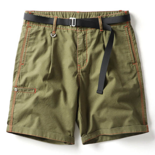 Hygosport Solid Color Casual Green Washed Cotton Lightweight Men's Shorts