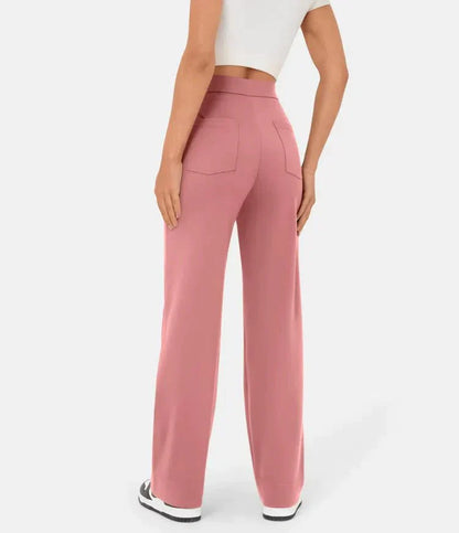 Fleur High Waist Stretch Straight Leg Pants with Pockets – Comfort & Chic Everyday Pants